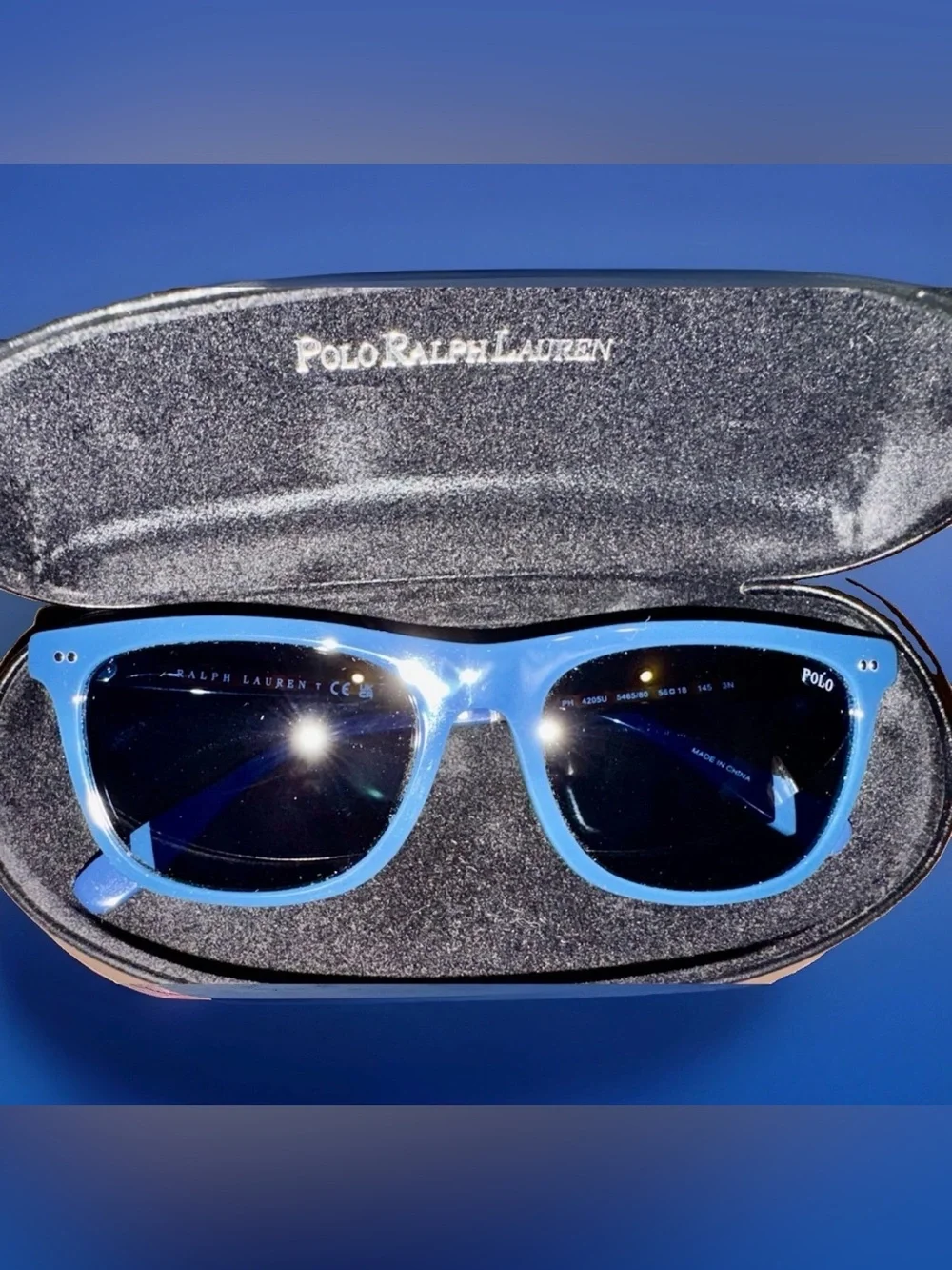 Polo Ralph Lauren PH4205U Shiny Navy Blue Square Sunglasses 56mm NWT